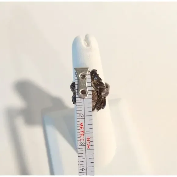 Victorian Antique Austrian Branch Brooch Ring Set Rose Cut Diamond Silver Leaf - Picture 16 of 16